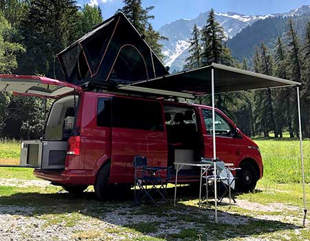 Family campervan rental in the French Alps