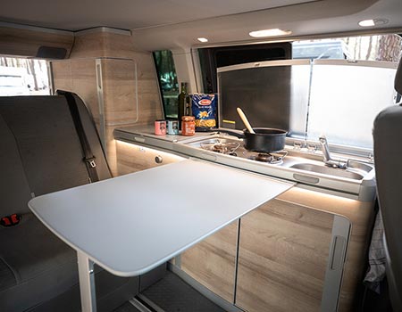 VW Campervan Hire with Table, Chairs and Side Awning